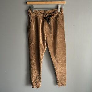 Brand Bazar Jogger Drawstring Pants One Size Faux Suede Gold Brownish EUC